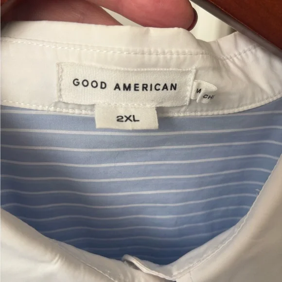Good American Light Blue and White Striped Dress Shirt - Picture 5 of 5
